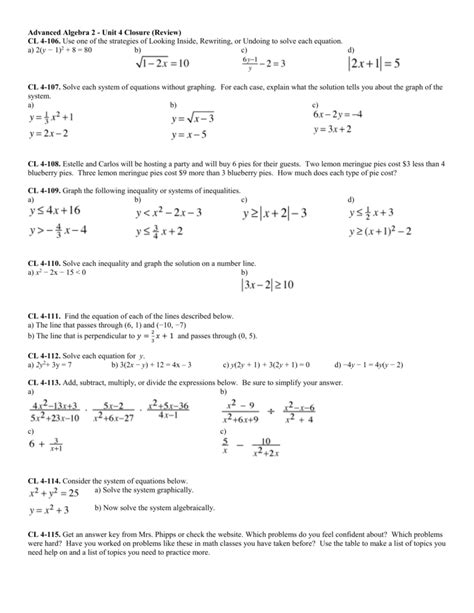 8 Solving Systems with Cramer's Rule. . Cpm algebra 2 chapter 2 closure answers